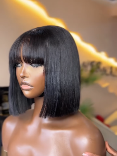 8” Bone Straight Fringe Blunt Cut Unit