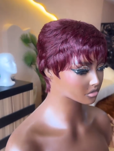 Burgundy Pixie Cut Unit