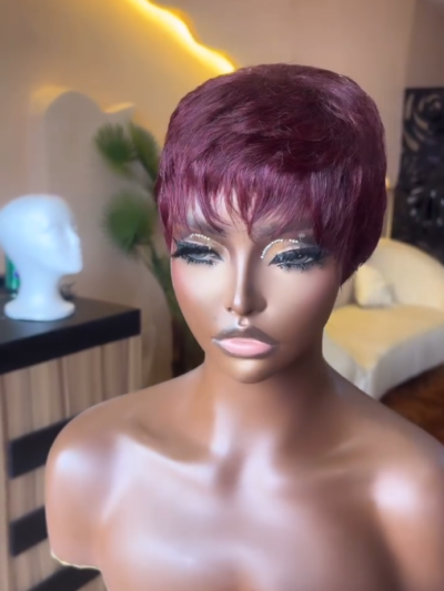 Burgundy Pixie Cut Unit
